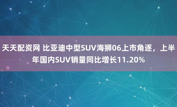 天天配资网 比亚迪中型SUV海狮06上市角逐，上半年国内SUV销量同比增长11.20%