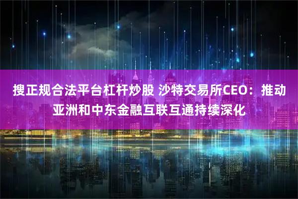 搜正规合法平台杠杆炒股 沙特交易所CEO：推动亚洲和中东金融互联互通持续深化